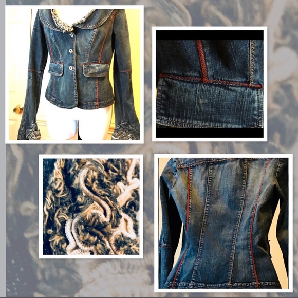 Unique ruffle denim blazer - Picture 7 of 8